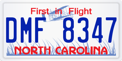 NC license plate DMF8347