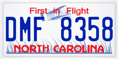 NC license plate DMF8358