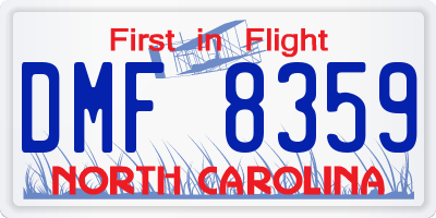 NC license plate DMF8359