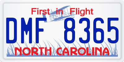 NC license plate DMF8365