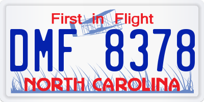 NC license plate DMF8378