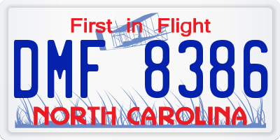 NC license plate DMF8386