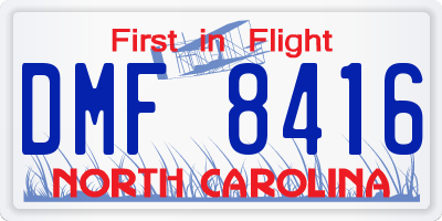 NC license plate DMF8416