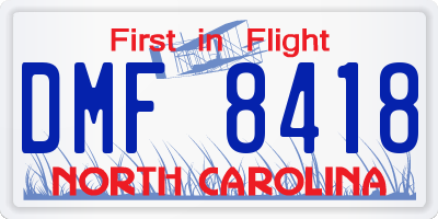 NC license plate DMF8418