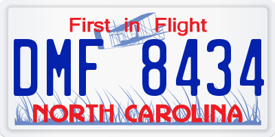 NC license plate DMF8434