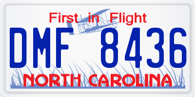 NC license plate DMF8436