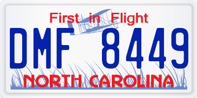 NC license plate DMF8449