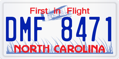 NC license plate DMF8471