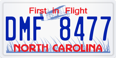 NC license plate DMF8477