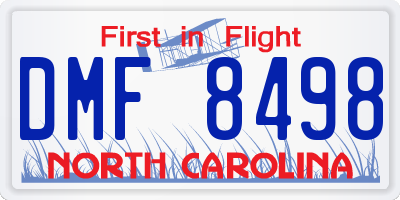 NC license plate DMF8498