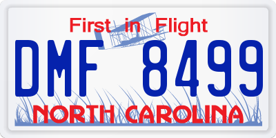 NC license plate DMF8499