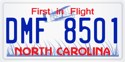 NC license plate DMF8501