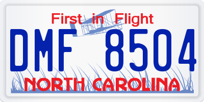 NC license plate DMF8504
