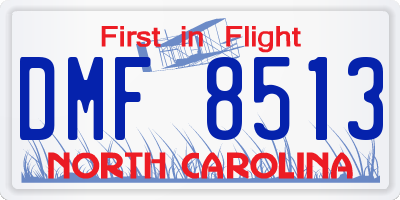 NC license plate DMF8513