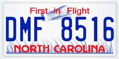 NC license plate DMF8516