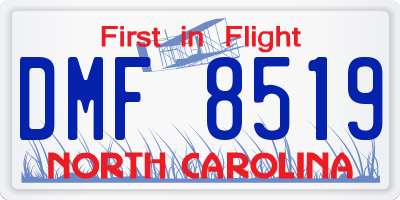 NC license plate DMF8519