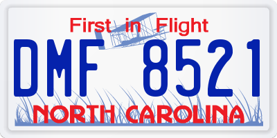 NC license plate DMF8521