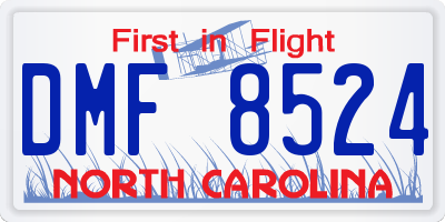 NC license plate DMF8524