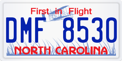 NC license plate DMF8530