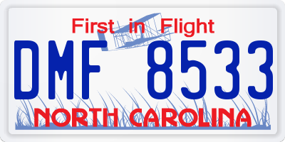 NC license plate DMF8533