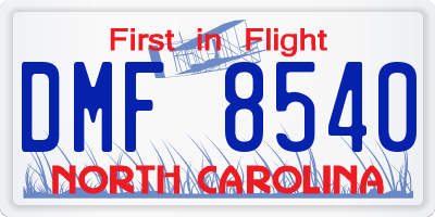 NC license plate DMF8540
