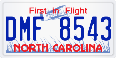 NC license plate DMF8543
