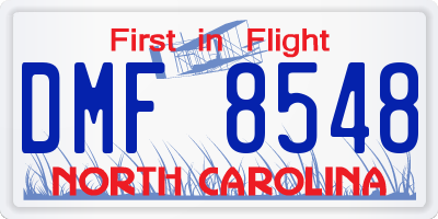 NC license plate DMF8548