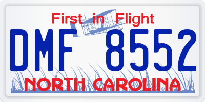 NC license plate DMF8552