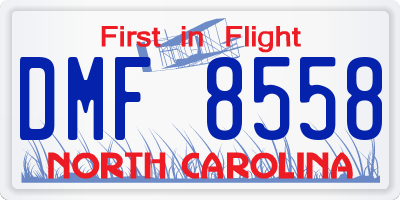 NC license plate DMF8558