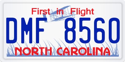 NC license plate DMF8560