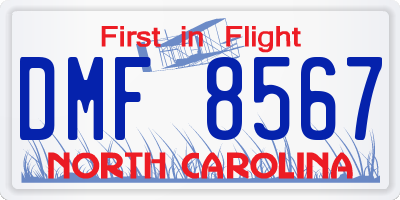 NC license plate DMF8567