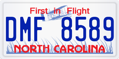 NC license plate DMF8589