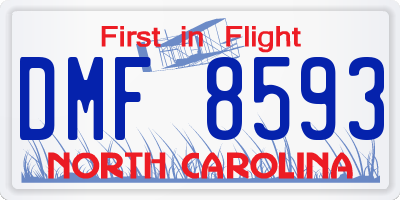 NC license plate DMF8593