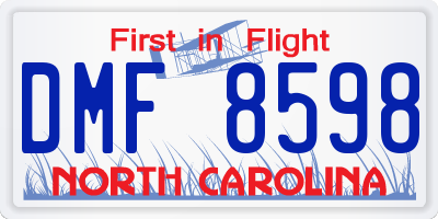 NC license plate DMF8598