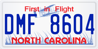 NC license plate DMF8604