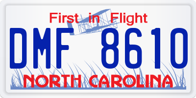 NC license plate DMF8610