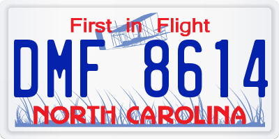 NC license plate DMF8614