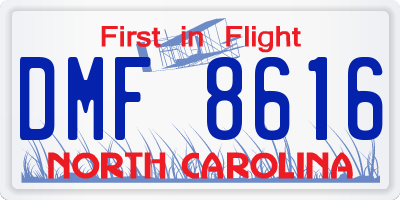 NC license plate DMF8616