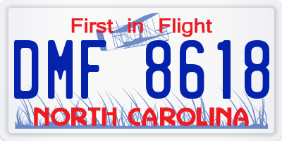NC license plate DMF8618