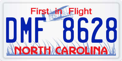 NC license plate DMF8628