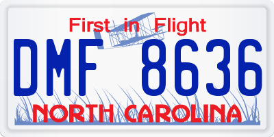 NC license plate DMF8636
