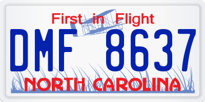 NC license plate DMF8637