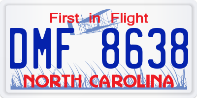 NC license plate DMF8638