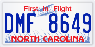 NC license plate DMF8649