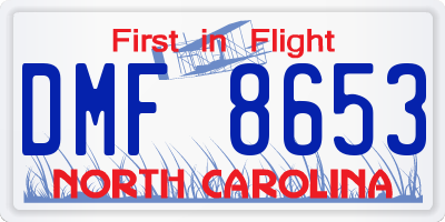 NC license plate DMF8653
