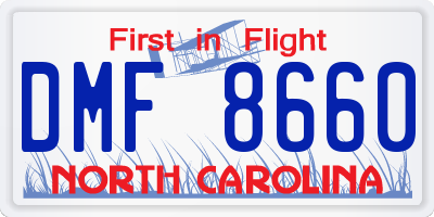 NC license plate DMF8660