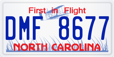 NC license plate DMF8677