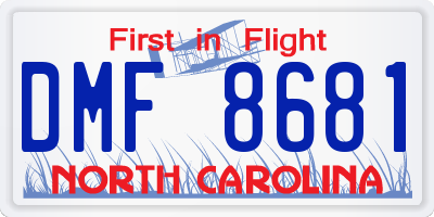 NC license plate DMF8681