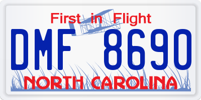 NC license plate DMF8690