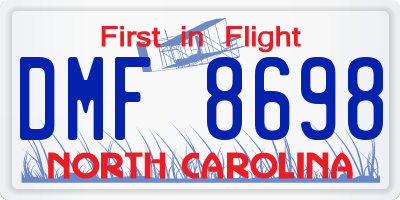 NC license plate DMF8698